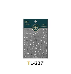Macro detail of TL-227 3D embossed pearl nail art stickers with elegant floral patterns