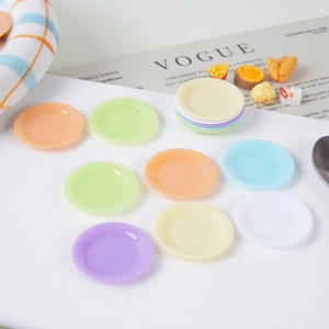 Mini assiettes colorées en plastique pour maison de poupée et accessoires de cuisine DIY