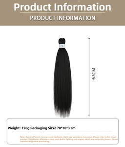 Mèche à tresser noire de 67cm avec détails sur la longueur et le poids du produit