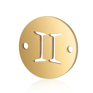 Detailed view of a golden Gemini zodiac pendant connector for DIY jewelry projects