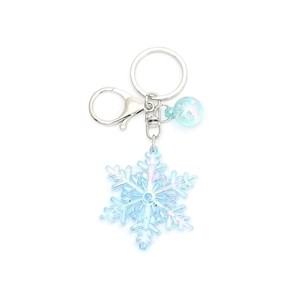 Colorful acrylic snowflake keychain with rainbow bubble ball and silver metal ring