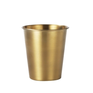 Brushed gold 304 stainless steel beer cup in a minimalist industrial style on white background
