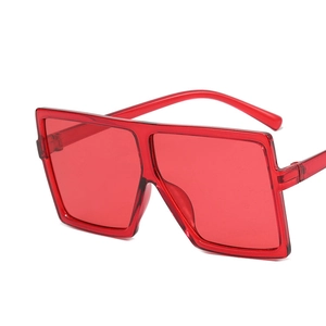 Retro Oversize-Quadrat-Sonnenbrille für Damen in durchscheinendem Rot mit breitem Rahmen