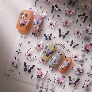 Autocollants Ongles Papillon Laser Holographique 5D Relief Auto-Adhésif Décoration Manucure DIY Pour Femmes