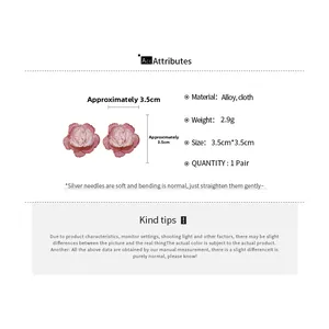 Detail showing weight and dimensions of pink gradient lace flower earrings