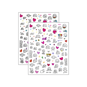 Cute Japanese style 3D embossed nail stickers featuring cartoon girls and summer motifs