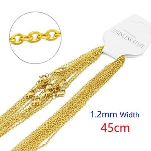 Detail of 1.2mm width 45cm long gold stainless steel chain necklace links
