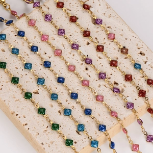 Colorful glitter heart and oval charms on gold stainless steel bracelets collection