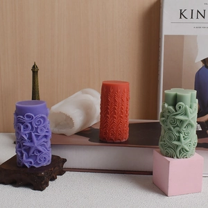 Detailed relief sunflower silicone mold for DIY cylindrical lavender scented candles