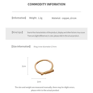 Detailed view of the 17mm inner diameter and 1.2g light weight of this gold-plated copper ring