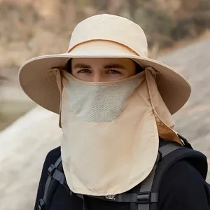 Chapeau de soleil extérieur avec masque amovible et protège-nuque pour la pêche et la randonnée