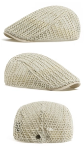 Detailed close-up of breathable mesh ivy cap featuring an adjustable metal buckle back