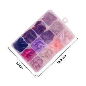 Coffret de 360 faux ongles amande de couleur unie en boîte de 12 compartiments variés