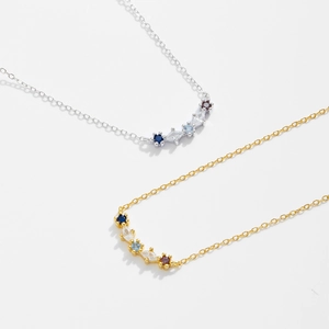 Elegant S925 sterling silver necklaces with colorful zircon stones in gold and silver finish