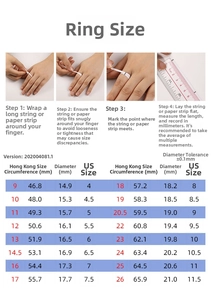 Detailed ring size guide and measurement instructions for moissanite silver bands