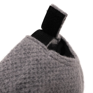 Grey corduroy baseball cap for women with M logo featuring adjustable velcro closure