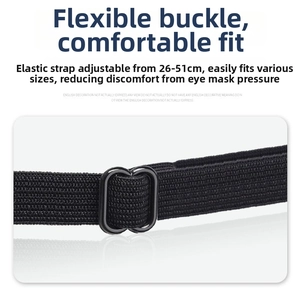Detail of adjustable black elastic strap for eye patch with length from 26 to 51cm