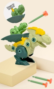 DIY Pterosaur toy with screw assembly and functional orange suction cup dart launcher