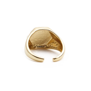 Polished gold-plated butterfly signet ring with adjustable open band for women