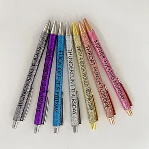 Funny Glitter Ballpoint Pens Set Sarcastic Quote Adult Humor Office Supplies Novelty Pens For Women Men Gag Gift Pens With Metal Clip