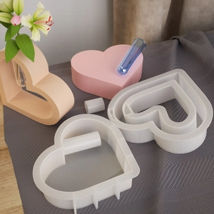 Ensemble de moules en silicone cœur pour vases en résine époxy et décoration DIY
