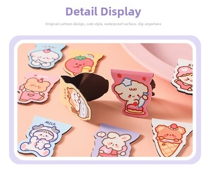 Close-up of cute cartoon animal magnetic bookmarks with bear and rabbit designs