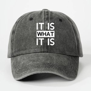 Washed Cotton Baseball Cap Vintage Distressed Adjustable Sun Hat With Slogan IT IS WHAT IT IS For Men Women