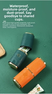 Detail of portable travel toothbrush case with waterproof seal and gold-plated trim