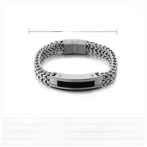 Detailed view of punk square box chain bracelet with magnetic clasp and specifications