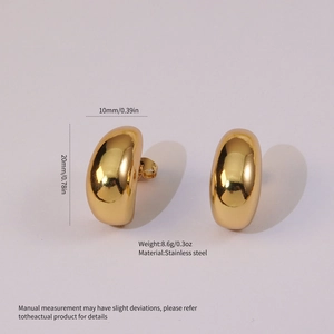 Detailed view showing dimensions and weight of gold stainless steel geometric earrings