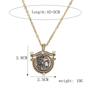 Détails des dimensions et poids du collier pendentif pièce romaine de style vintage