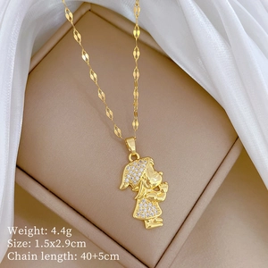 Detail of gold-plated pendant with sparkling zircon inlays on an elegant display
