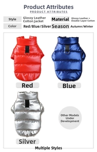 Détail du manteau brillant pour chien avec anneau en D métallique pour attacher la laisse