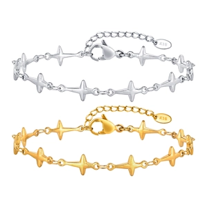 Minimalist gold and silver stainless steel star chains with lobster clasp and K18 tag
