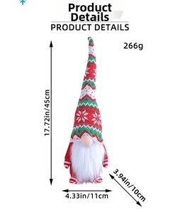 Detailed dimensions of Christmas gnome plush doll featuring 45cm height and 266g weight