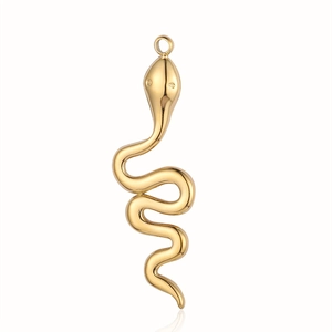Detailed close-up of a polished gold snake pendant made of durable stainless steel