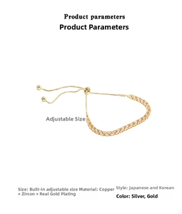 Detail of adjustable gold-plated bracelet with pavé-set square cubic zirconia stones