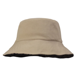 Minimalist double-sided khaki sun hat with floral pattern for women's summer sun protection