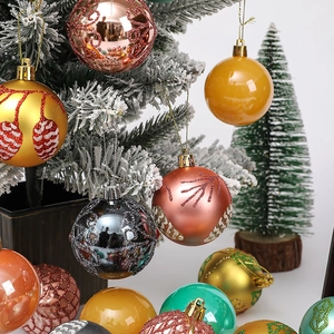 Set of 12 multi-colored 6cm Christmas painted ornaments with glitter and matte finishes