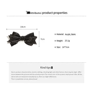 Size guide for polka dot bow hair clip with detailed measurements in centimeters