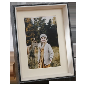Nordic dark grey minimalist photo frame with cream white mat for tabletop display