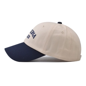 Close-up of Arizona cotton baseball cap with blue LONA 1751 side embroidery detail