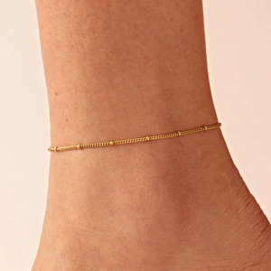 Bracelet De Cheville À Chaîne À Billes En Acier Inoxydable Plqué Or Minimaliste Bijou De Pied Réglable Pour Femme