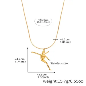 Detailed size specifications for the stainless steel ballerina pendant necklace