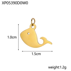 Golden whale pendant size details 1.5x1.0cm stainless steel ocean jewelry charm