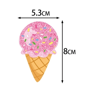 Pink glitter ice cream cone summer party decoration hanging charm measuring 5.3x8cm