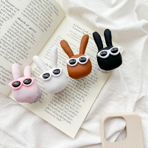 Plush bunny pouch collection in pink, white, brown and black with cool sunglasses detail