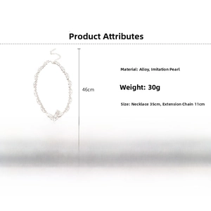 Details zur Schleifen-Perlenkette: 46 cm Länge, Legierungsmaterial und Gewicht von 30 g