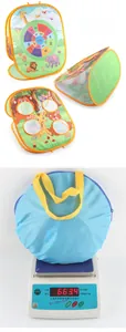 Detail of animal theme bean bag toss game tent with score target and portable carry bag