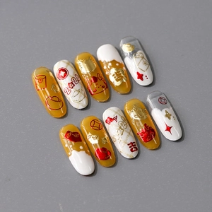 3D Relief Nail Art Stickers 2024 Chinese Dragon Year Metallic Gold Red Embossed Self Adhesive DIY Manicure Decorations